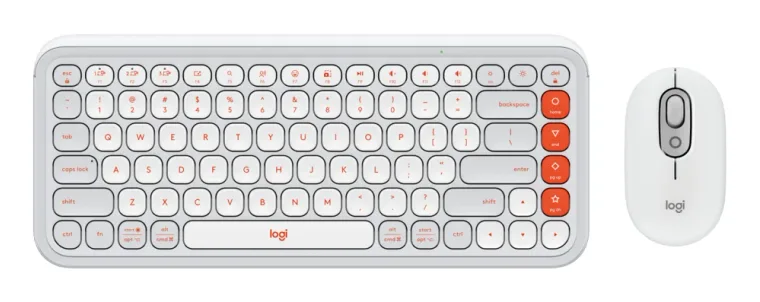 Combo Logitech POP ICON BT, Blanco Crudo/Naranja