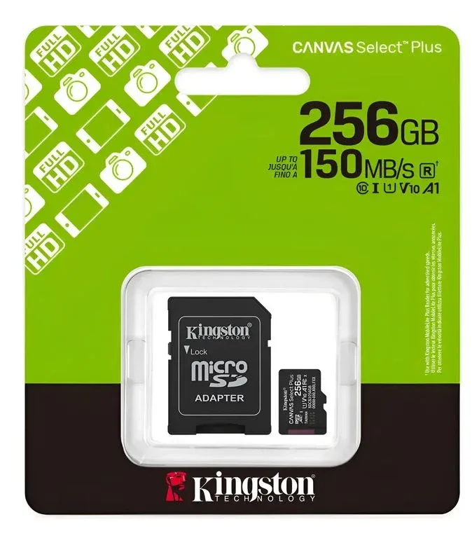 Micro SD 256GB Canvas Select Plus Gen3 150MB Kingston